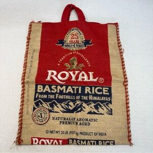 Royal Basmati Burlap Bag with Zipper and Handle Rice Burlap